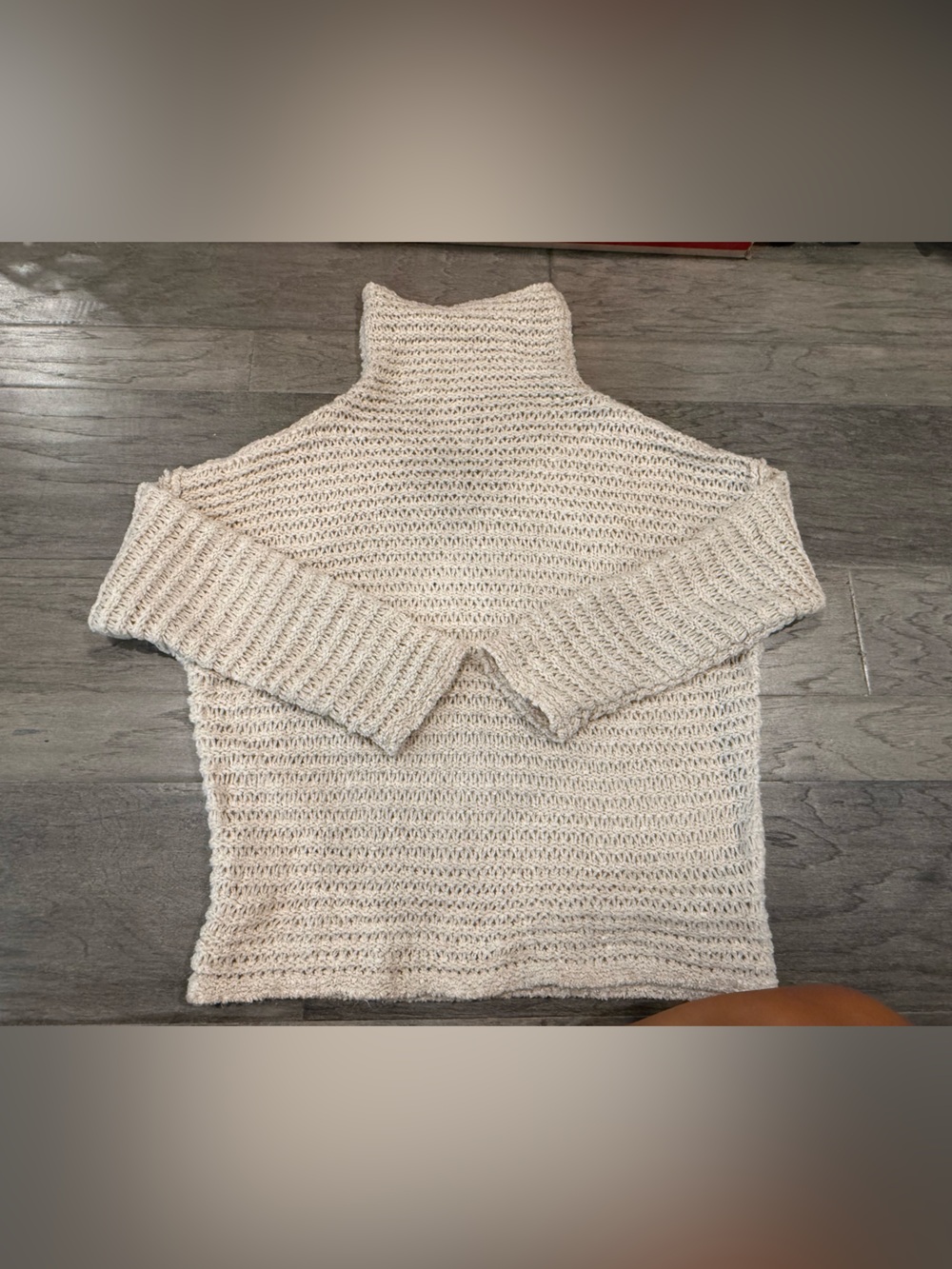 aerie Cream Ribbed Turtleneck Sweater